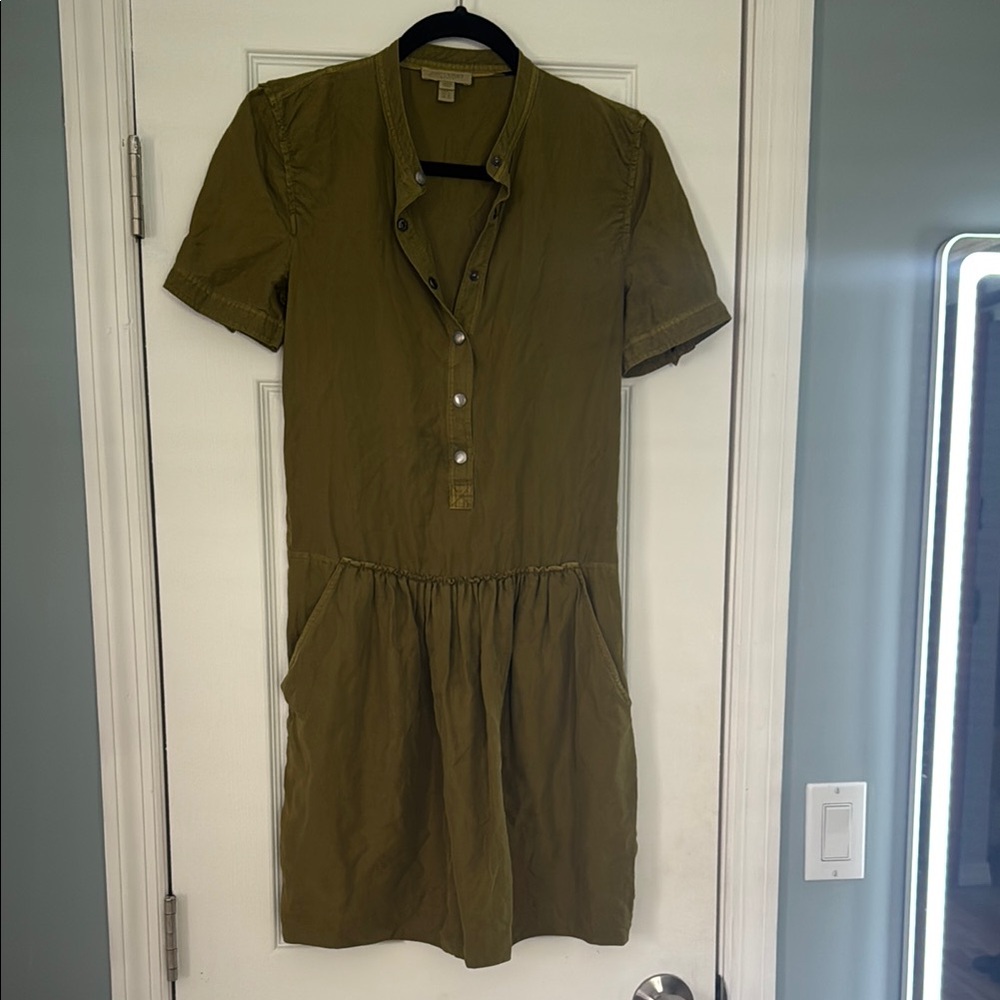 Burberry Green Polo Collar A-Line Mini Dress